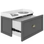 Elevated Dog Bowl Station with Storage Drawer 21L Capacity and 2 Stainless Bowls Gray - Image 7