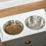 Elevated Dog Bowl Station with Storage Drawer 21L Capacity and 2 Stainless Bowls Gray - Image 8