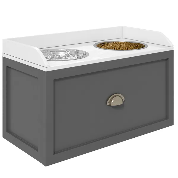 elevated-dog-bowl-station-with-storage-drawer-21l-capacity-2-stainless-bowls-gray.webp Elevated Dog Bowl Station with Storage Drawer 21L Capacity and 2 Stainless Bowls Gray - Image 1
