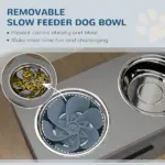 Elevated Dog Bowls, Large Breed Raised Dogs Bowl Stand with 2 Stainless Steel Bowls, Storage Drawer and Slow Feeder Mat - Image 4