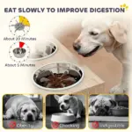 PawHut Elevated Dog Bowls with Storage Cabinet, 2 Stainless Steel Bowls, Slow Feeder, Dog Feeding Station for Large Dogs, Oak - Image 7