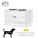 PawHut Elevated Dog Bowls with Storage Cabinet, Large 44L Capacity, Raised Dog Bowl Stand, Pet Food Bowl Feeding Station, White - Image 3