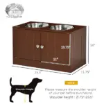PawHut Elevated Dog Bowls with Storage Cabinet, Raised Dog Bowl Stand Pet Food Bowl Dog Feeding Station, Brown - Image 3