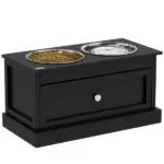 Elevated Dog Bowls with Storage Drawer, Raised Dog Bowl Stand Pet Food Bowl Dog Feeding Station, Black - Image 11