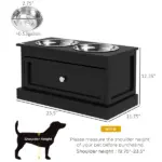 Elevated Dog Bowls with Storage Drawer, Raised Dog Bowl Stand Pet Food Bowl Dog Feeding Station, Black - Image 3