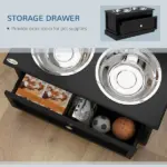 Elevated Dog Bowls with Storage Drawer, Raised Dog Bowl Stand Pet Food Bowl Dog Feeding Station, Black - Image 5