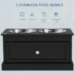 Elevated Dog Bowls with Storage Drawer, Raised Dog Bowl Stand Pet Food Bowl Dog Feeding Station, Black - Image 6
