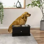 Elevated Dog Bowls with Storage Drawer, Raised Dog Bowl Stand Pet Food Bowl Dog Feeding Station, Black - Image 10