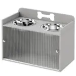 Elevated Dog Bowls with Storage, Raised Dog Bowl Stand with 2 Stainless Steel Bowl for Large Dogs, Gray