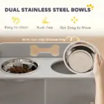 Elevated Dog Bowls with Storage, Raised Dog Bowl Stand with 2 Stainless Steel Bowl for Large Dogs, Gray - Image 6