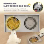 Elevated Dog Bowls with Storage, Raised Dog Bowl Stand with 2 Stainless Steel Bowl for Large Dogs, Gray - Image 7