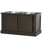 Elevated Dog Bowls with Storage, Two Stainless Steel Bowls for Large Dogs, Coffee