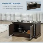 Elevated Dog Bowls with Storage, Two Stainless Steel Bowls for Large Dogs, Coffee - Image 5