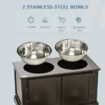 Elevated Dog Bowls with Storage, Two Stainless Steel Bowls for Large Dogs, Coffee - Image 6