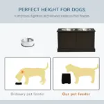Elevated Dog Bowls with Storage, Two Stainless Steel Bowls for Large Dogs, Coffee - Image 7