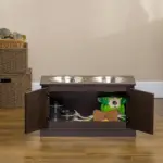 Elevated Dog Bowls with Storage, Two Stainless Steel Bowls for Large Dogs, Coffee - Image 9