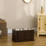 Elevated Dog Bowls with Storage, Two Stainless Steel Bowls for Large Dogs, Coffee - Image 10