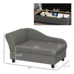 Elevated Dog Sofa Pet Bed with Storage Soft Cushion for Small Medium Dogs Gray - Image 3