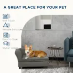 Elevated Dog Sofa Pet Bed with Storage Soft Cushion for Small Medium Dogs Gray - Image 7