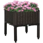Outsunny Elevated Garden Bed, Brown Plastic 15x15, Self-Watering with Drainage DIY Kit - Image 11