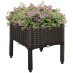 Outsunny Elevated Garden Bed, Brown Plastic 15x15, Self-Watering with Drainage DIY Kit