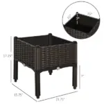 Outsunny Elevated Garden Bed, Brown Plastic 15x15, Self-Watering with Drainage DIY Kit - Image 3