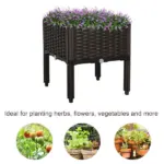 Outsunny Elevated Garden Bed, Brown Plastic 15x15, Self-Watering with Drainage DIY Kit - Image 6