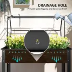 Outsunny Elevated Garden Box with Greenhouse Cover, Raised Garden Bed with Legs and Drainage Hole for Vegetables, Black - Image 6
