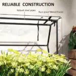 Outsunny Elevated Garden Box with Greenhouse Cover, Raised Garden Bed with Legs and Drainage Hole for Vegetables, Black - Image 7