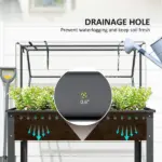 Outsunny Elevated Garden Box with Greenhouse Cover, Raised Garden Bed with Legs and Drainage Hole for Vegetables, Dark Gray - Image 6