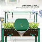 Elevated Garden Box with Greenhouse Cover, Raised Garden Bed with Legs and Drainage Hole for Vegetables, Green - Image 6