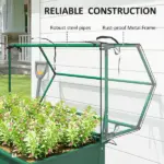 Elevated Garden Box with Greenhouse Cover, Raised Garden Bed with Legs and Drainage Hole for Vegetables, Green - Image 7