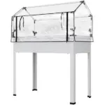 Outsunny Elevated Garden Box with Greenhouse Cover, Raised Garden Bed with Legs and Drainage Hole for Vegetables, White
