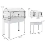 Outsunny Elevated Garden Box with Greenhouse Cover, Raised Garden Bed with Legs and Drainage Hole for Vegetables, White - Image 3