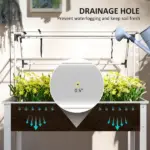 Outsunny Elevated Garden Box with Greenhouse Cover, Raised Garden Bed with Legs and Drainage Hole for Vegetables, White - Image 6