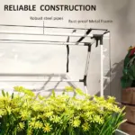 Outsunny Elevated Garden Box with Greenhouse Cover, Raised Garden Bed with Legs and Drainage Hole for Vegetables, White - Image 7