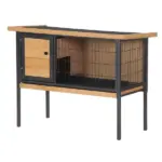 PawHut Elevated Outdoor Rabbit Hutch Wooden Pet House Bunny Cage with Removable Tray 36L x 17.75W x 27.5H Natural - Image 11