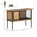 PawHut Elevated Outdoor Rabbit Hutch Wooden Pet House Bunny Cage with Removable Tray 36L x 17.75W x 27.5H Natural - Image 3