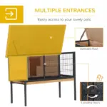 PawHut Elevated Outdoor Rabbit Hutch Wooden Pet House Bunny Cage with Removable Tray 36L x 17.75W x 27.5H Natural - Image 5