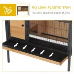 PawHut Elevated Outdoor Rabbit Hutch Wooden Pet House Bunny Cage with Removable Tray 36L x 17.75W x 27.5H Natural - Image 6