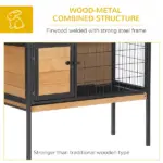 PawHut Elevated Outdoor Rabbit Hutch Wooden Pet House Bunny Cage with Removable Tray 36L x 17.75W x 27.5H Natural - Image 7