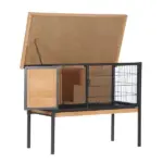 PawHut Elevated Outdoor Rabbit Hutch Wooden Pet House Bunny Cage with Removable Tray 36L x 17.75W x 27.5H Natural - Image 8