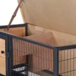 PawHut Elevated Outdoor Rabbit Hutch Wooden Pet House Bunny Cage with Removable Tray 36L x 17.75W x 27.5H Natural - Image 9