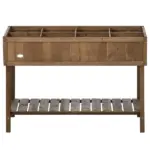 Outsunny Elevated Planter Box Stand Wooden with 8 Slots and Shelf Dark Brown for Garden Space Efficiency - Image 11