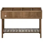 Outsunny Elevated Planter Box Stand Wooden with 8 Slots and Shelf Dark Brown for Garden Space Efficiency - Image 12