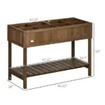 Outsunny Elevated Planter Box Stand Wooden with 8 Slots and Shelf Dark Brown for Garden Space Efficiency - Image 3