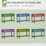 Outsunny Elevated Planter Box Stand Wooden with 8 Slots and Shelf Dark Brown for Garden Space Efficiency - Image 5