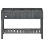 Elevated Planter Box Stand Wooden with 8 Slots and Shelf Dark Grey for Herbs Veggies Flowers - Image 11