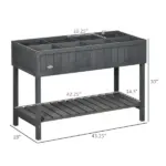 Elevated Planter Box Stand Wooden with 8 Slots and Shelf Dark Grey for Herbs Veggies Flowers - Image 3