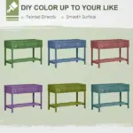 Elevated Planter Box Stand Wooden with 8 Slots and Shelf Dark Grey for Herbs Veggies Flowers - Image 5